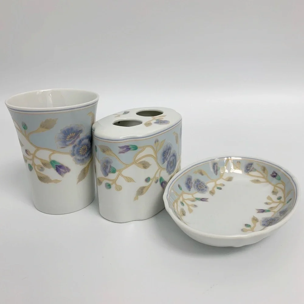 San Francisco Glory Floral Porcelain Toothbrush Holder Trinket Tray/Soap Dish